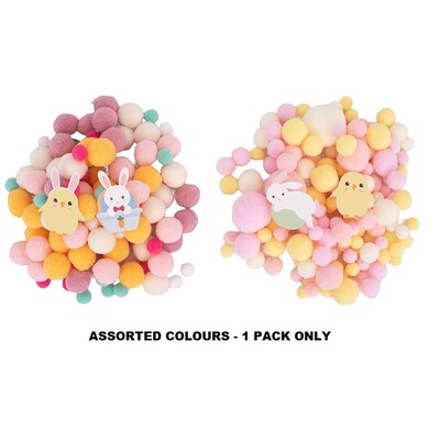 Easter Craft Pom Poms Decoration 1 Pack Assorted Colours