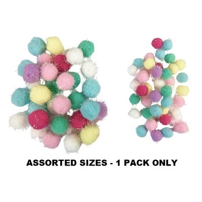 Easter Pastel Craft Pom Poms Decorations Pk 40 Assorted Size