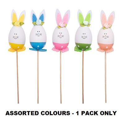 Easter Bunny with Rose Egg Picks Decorations Pk 2 Assorted Colours