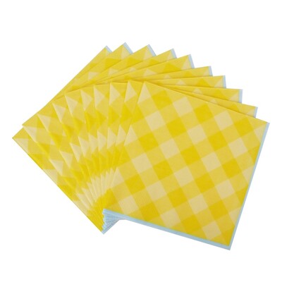 Yellow Easter Gingham Lunch Napkins Pk 25 2 Ply