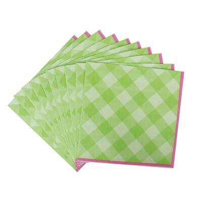 Green Easter Gingham Lunch Napkins Pk 25 2 Ply