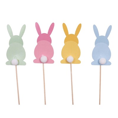 Easter Bunny Picks Mixed Colours Pk 12