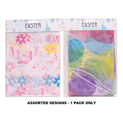 Easter Plastic Basket Gift Bags with Ties Pk 2 Assorted Designs 