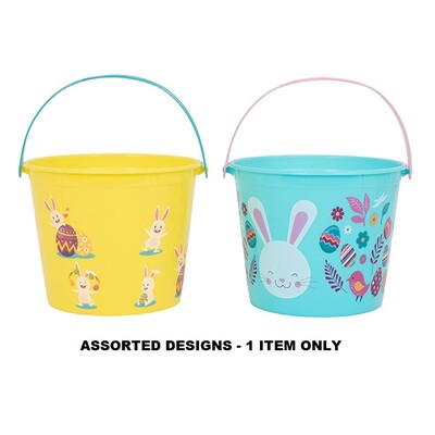 Easter Bunny Plastic Bucket Pail Pk 1 Assorted Colours