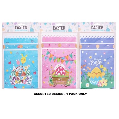 Easter Plastic Drawstring Party Loot Bags Pk 6 Assorted Designs