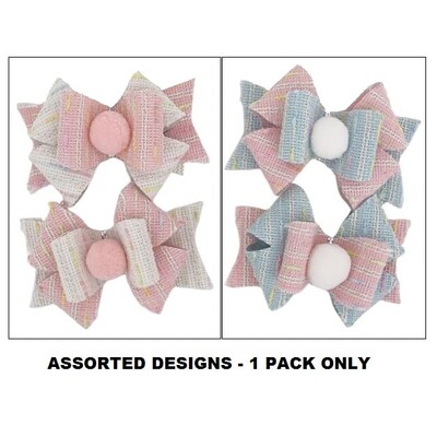 Easter Fabric Gift Bows Decorations Pk 2 Assorted Colours