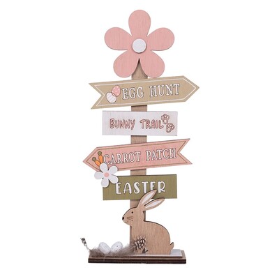 Wooden MDF Standing Easter Egg Hunt Sign Table Decoration