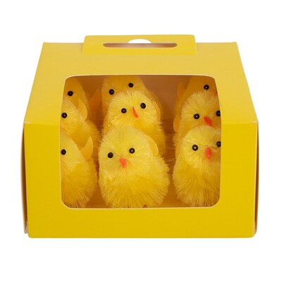 Fluffy Yellow Easter Chicks Decorations 4cm Pk 9