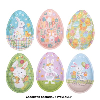 Metal Easter Egg Plate Platter Assorted Designs Pk 1