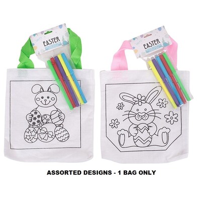 Easter DIY Colour In Bunny Bag with Markers Pk 1 Assorted