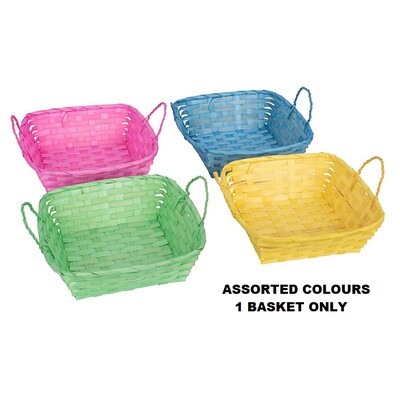 Easter Bamboo Basket with Handles 23cm Pk 1 Assorted Colours