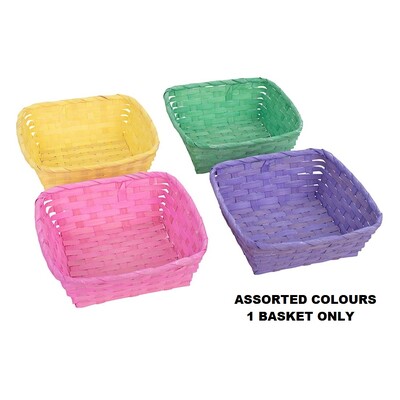 Easter Square Bamboo Basket 20cm Pk 1 Assorted Colours