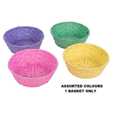 Easter Round Bamboo Basket 20cm Pk 1 Assorted Colours