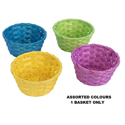 Easter Mini Round Bamboo Basket 15cm Pk 1 Assorted Colours