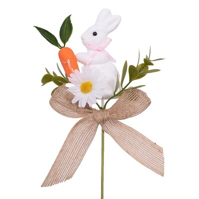 Foam Easter Bunny with Carrot Pick Decoration 21cm