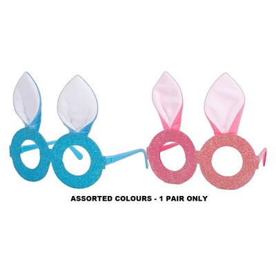 Easter Bunny Plush Ears Novelty Glasses Pk 1 Pink or Blue