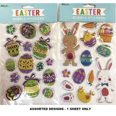 Easter Bubble Stickers Assorted 1 Sheet