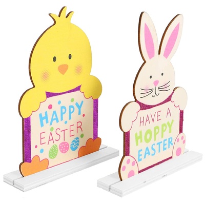 Easter Bunny Or Chick Wooden Sign Decoration (Pk 1)