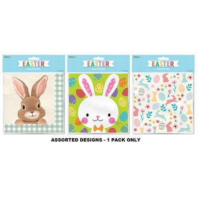 Easter Bunny Lunch Napkins Assorted 2 Ply Pk 16