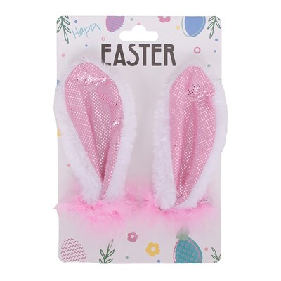 Pink Easter Bunny Ears Hair Clips Pk 2