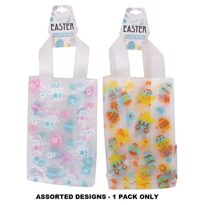 Easter Plastic Loot Bags with Handles Pk 6 Assorted Designs