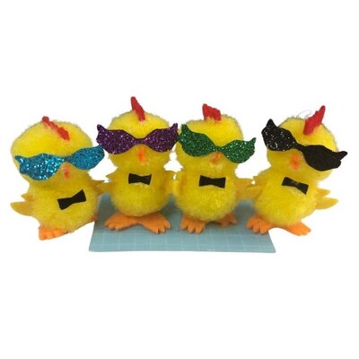 Yellow Easter Chicks with Glasses Pk 4 Easter Parade Hat