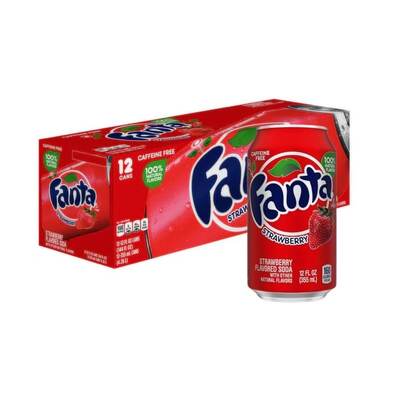 Fanta Strawberry Flavour Soft Drink Can 355ml Pk 12