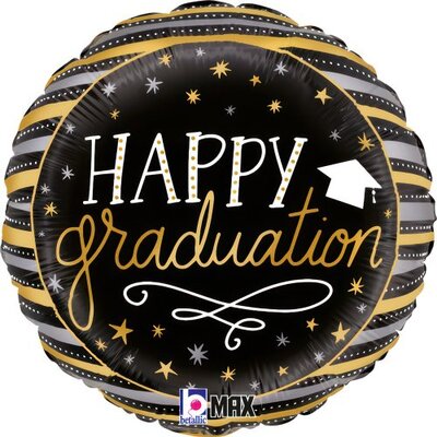 Foil Satin Metallic Happy Graduation Balloon 45cm