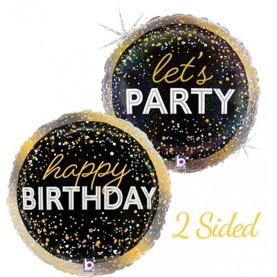 Foil Metallic Happy Birthday Let's Party Balloon