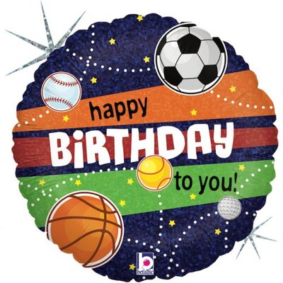 Ball Sports Happy Birthday 18in Foil Balloon