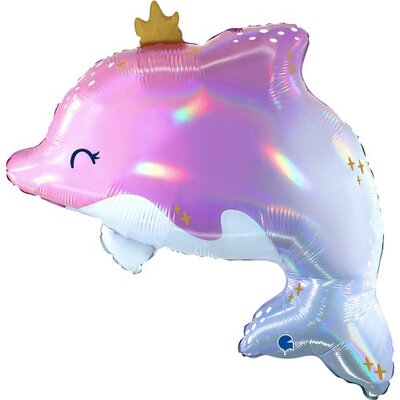 Shimmery Iridescent Dolphin Foil Balloon