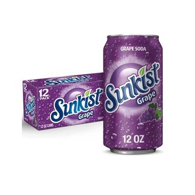 Sunkist Grape Soda Soft Drink Can 355ml Pk 12