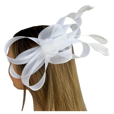 White Fascinator Stella Hair Clip Melbourne Cup