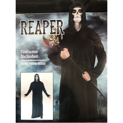 Adult Black Grim Reaper Robe Halloween Costume Large