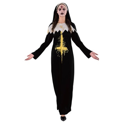 Adult Black Evil Nun Costume Large Halloween