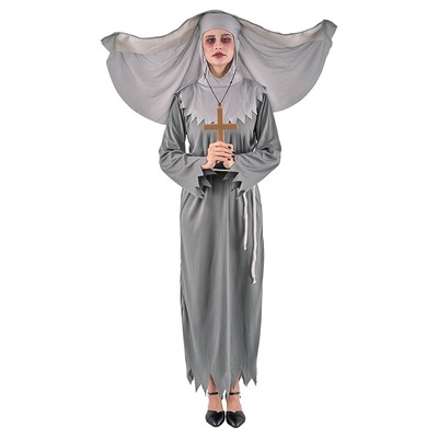 Adult Possessed Evil Grey Nun Costume Large Halloween