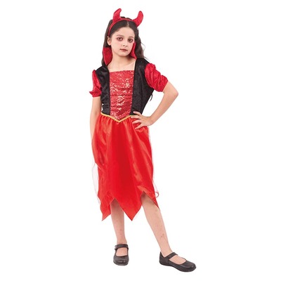 Child Red Devil Girl Halloween Costume X Large 9-10 Yrs