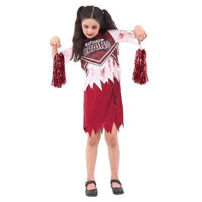 Child Halloween Zombie Cheerleader Costume X Large 9-10 Yrs