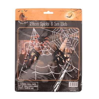 White 5m Spider Web & Spider Halloween Decoration