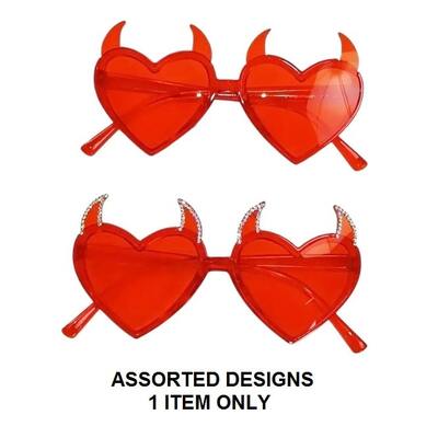 Red Heart with Horns Novelty Glasses Halloween Assorted