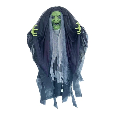 Animated Hanging Evil Hag Witch Halloween Decoration