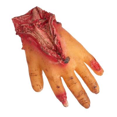 Hanging Severed Hand with Gash Halloween Decoration