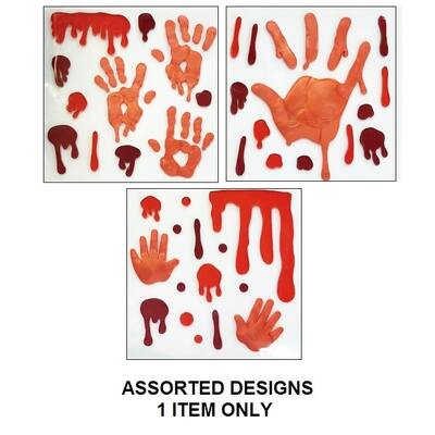 Bloody Hand Print Gel Window Clings Halloween Decoration