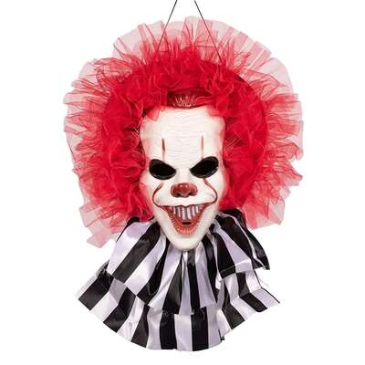 Hanging Evil Clown Face Halloween Decoration