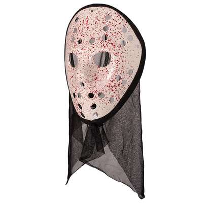 Hooded Hockey Mask with Blood Splatters Halloween