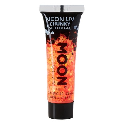 Moon Glow Neon Chunky Festival Glitter Face Gel Paint Orange 12ml