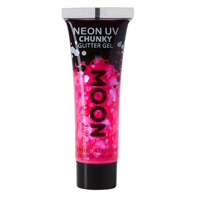 Moon Glow Neon Chunky Festival Glitter Face Gel Paint Magenta 12ml