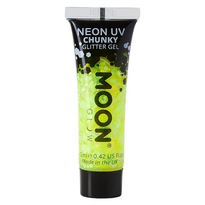 Moon Glow Neon Chunky Festival Glitter Face Gel Paint Yellow 12ml