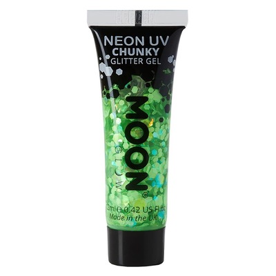 Moon Glow Neon Chunky Festival Glitter Face Gel Paint Green 12ml