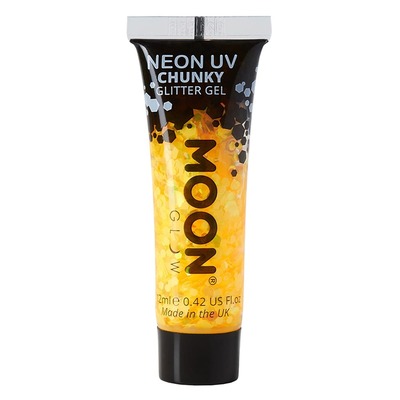 Moon Glow Neon Chunky Festival Glitter Face Gel Paint Golden Yellow 12ml